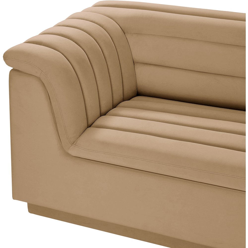 Cascade Camel Velvet Fabric Modular Sectional