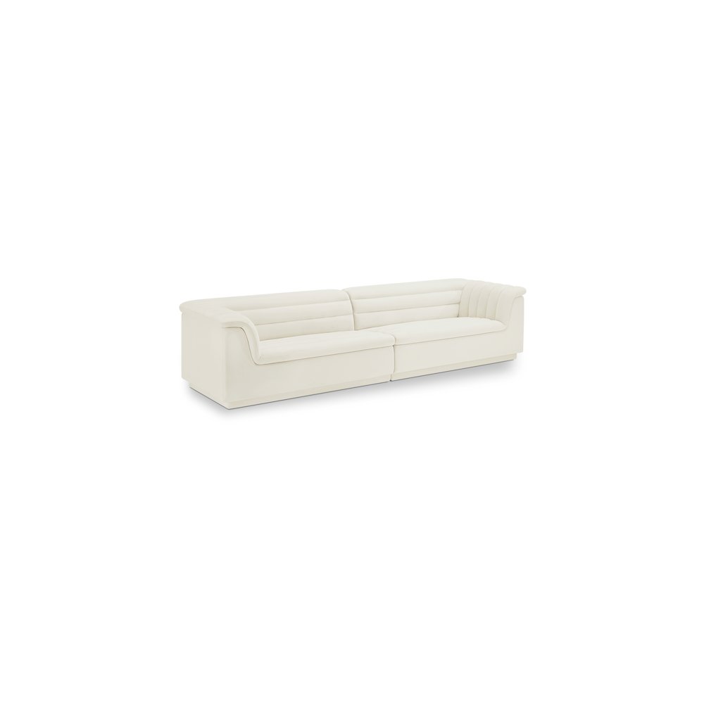 Cascade Cream Velvet Fabric Modular Sofa