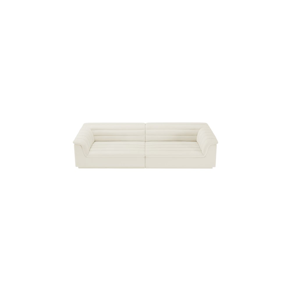 Cascade Cream Velvet Fabric Modular Sofa
