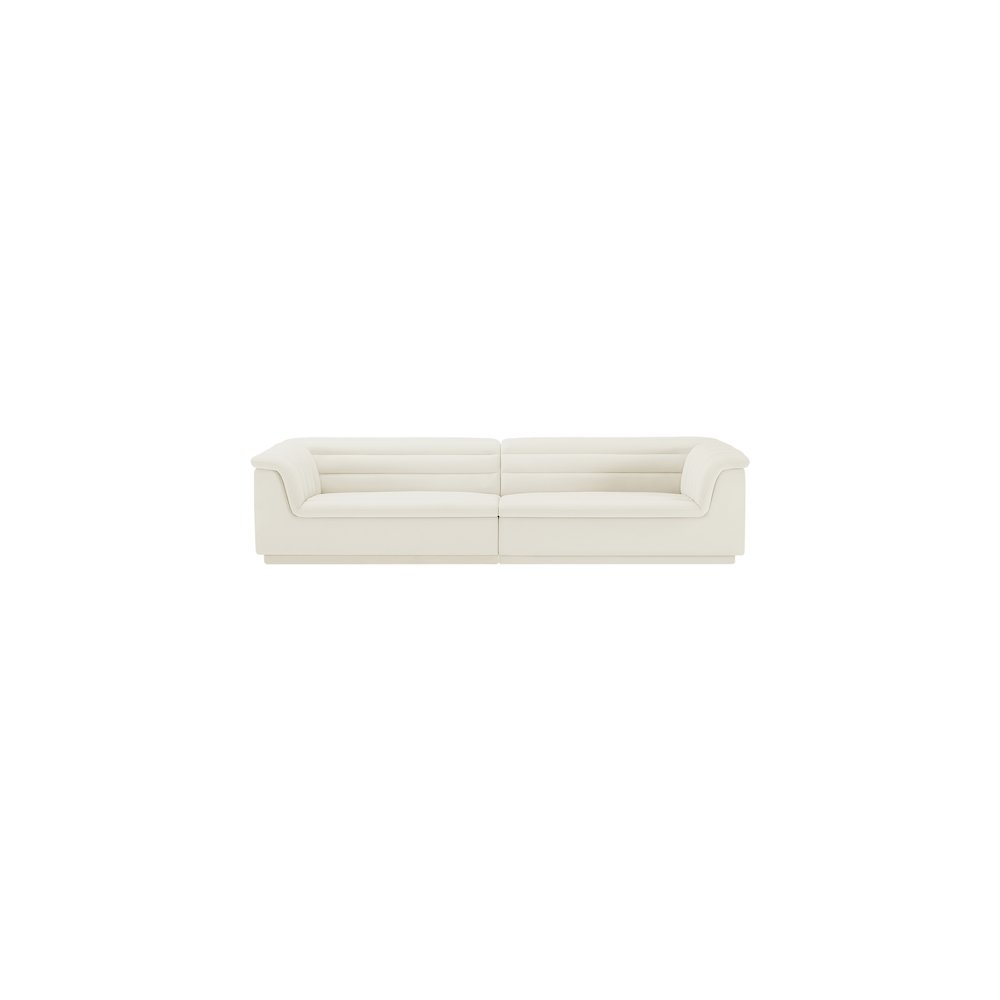 Cascade Cream Velvet Fabric Modular Sofa