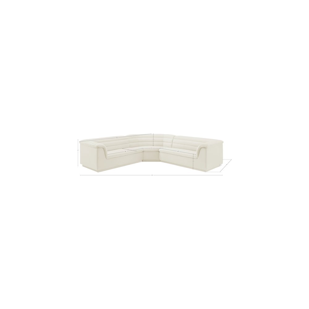 Cascade Cream Velvet Fabric Modular Sectional