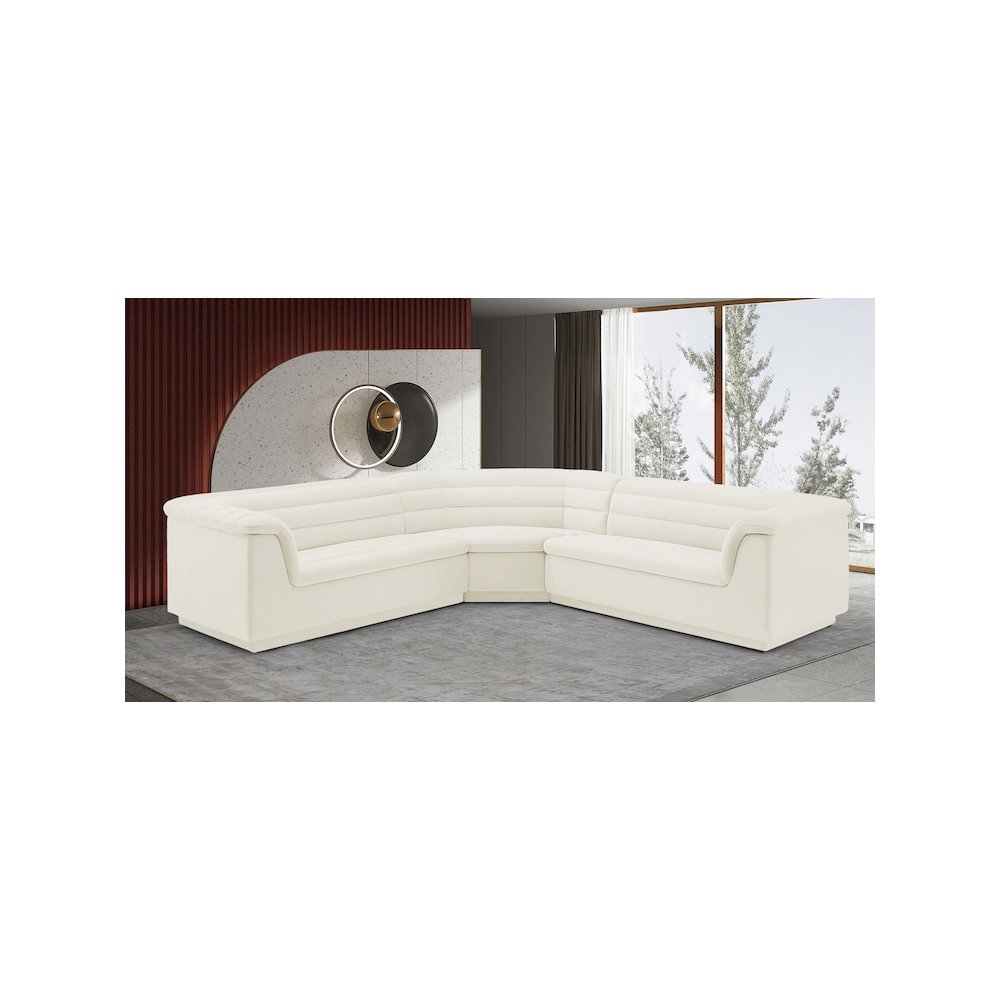 Cascade Cream Velvet Fabric Modular Sectional