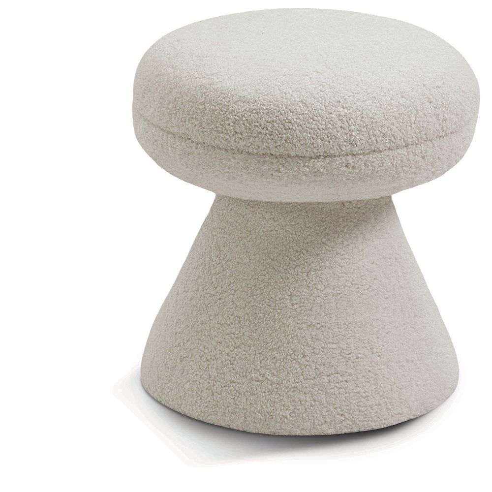 Drum Beige Faux Shearling Teddy Fabric Ottoman/Stool