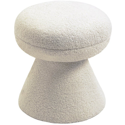 Drum Beige Faux Shearling Teddy Fabric Ottoman/Stool