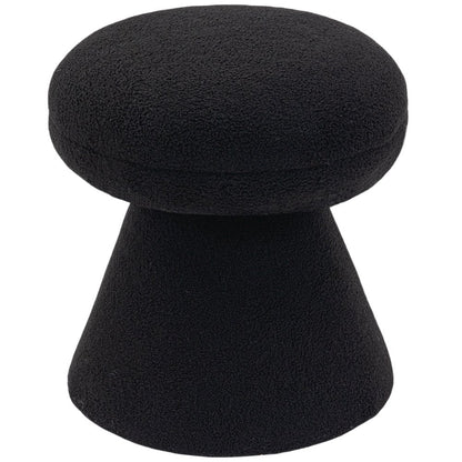 Drum Black Faux Shearling Teddy Fabric Ottoman/Stool