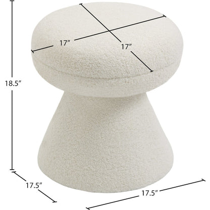 Drum Cream Faux Shearling Teddy Fabric Ottoman/Stool