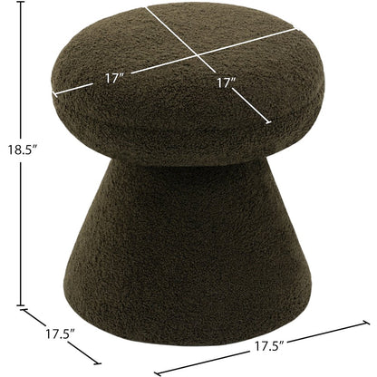 Drum Green Faux Shearling Teddy Fabric Ottoman/Stool