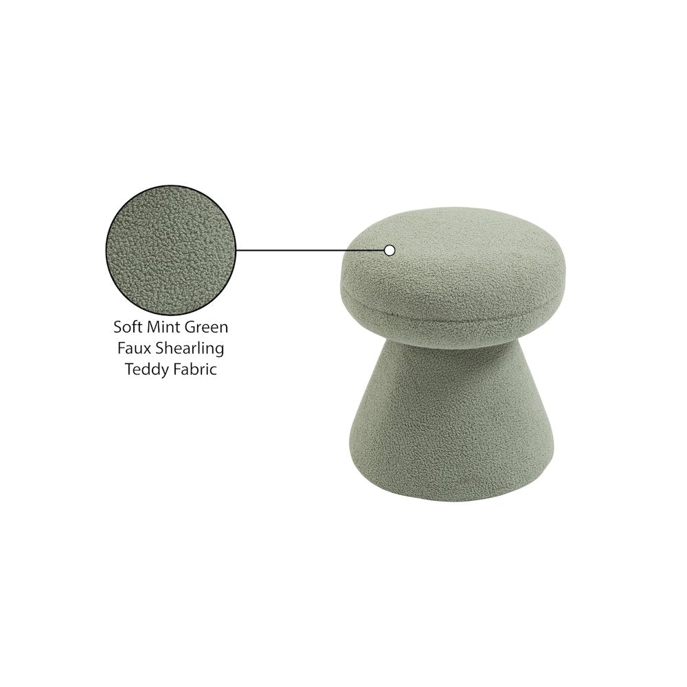 Drum Mint Faux Shearling Teddy Fabric Ottoman/Stool