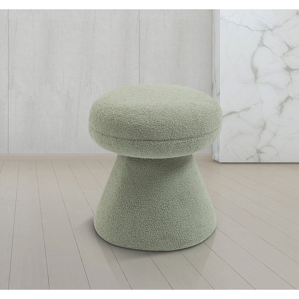 Drum Mint Faux Shearling Teddy Fabric Ottoman/Stool