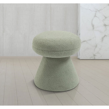 Drum Mint Faux Shearling Teddy Fabric Ottoman/Stool