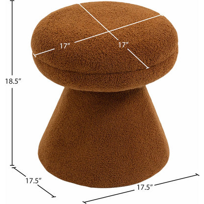 Drum Saddle Faux Shearling Teddy Fabric Ottoman/Stool