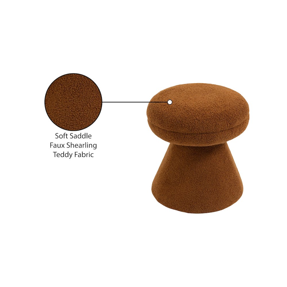 Drum Saddle Faux Shearling Teddy Fabric Ottoman/Stool