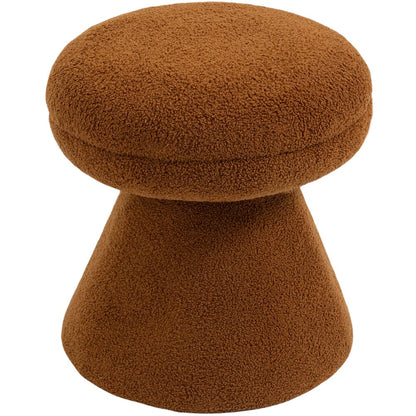Drum Saddle Faux Shearling Teddy Fabric Ottoman/Stool