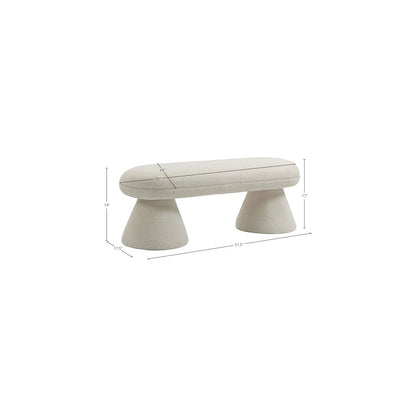 Drum Beige Faux Shearling Teddy Fabric Bench