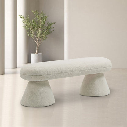 Drum Beige Faux Shearling Teddy Fabric Bench