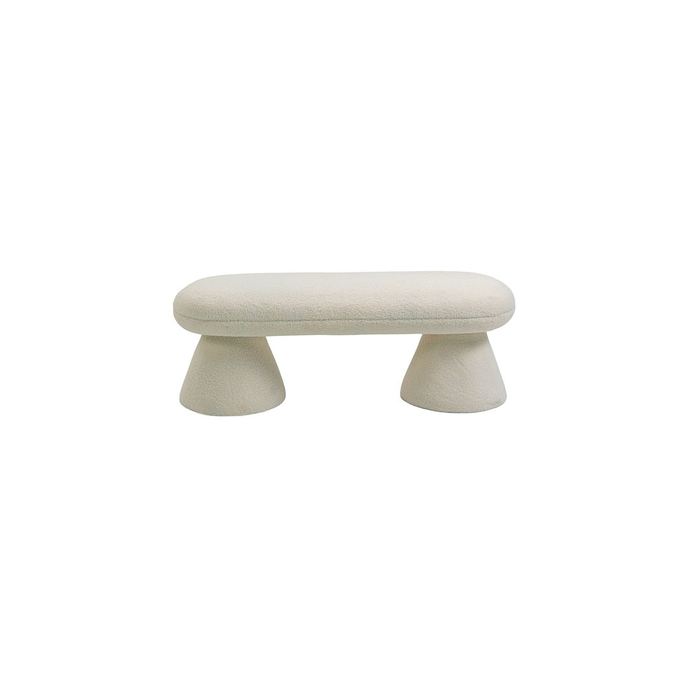 Drum Beige Faux Shearling Teddy Fabric Bench