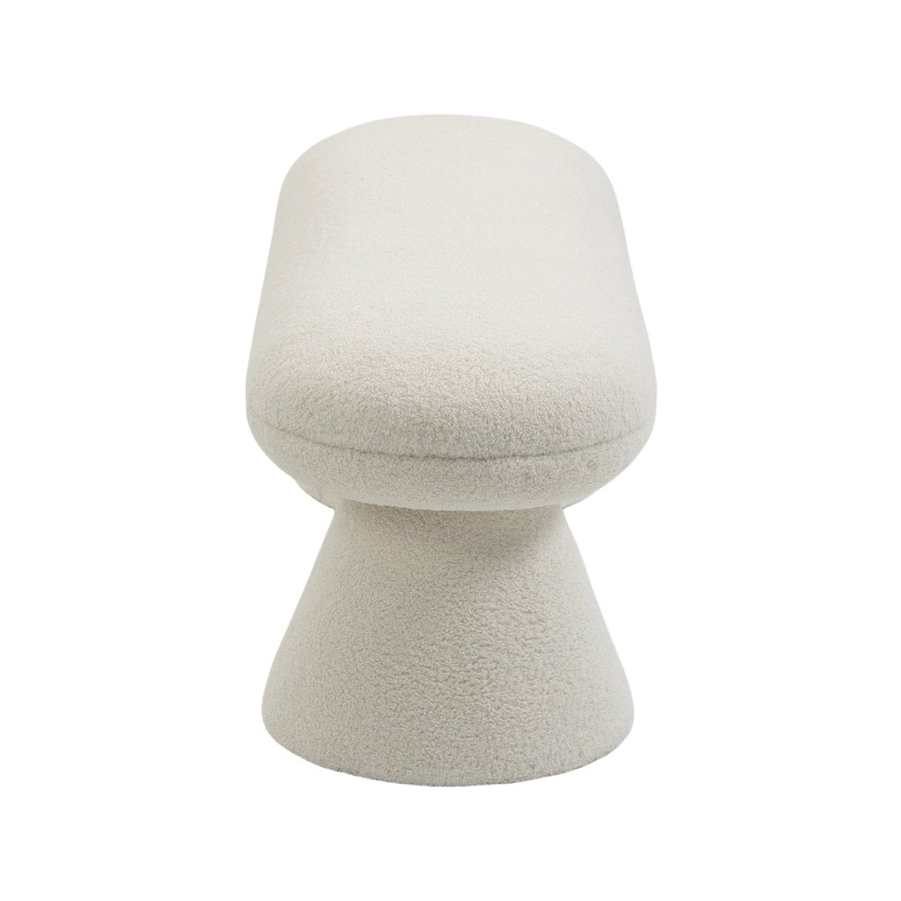 Drum Beige Faux Shearling Teddy Fabric Bench