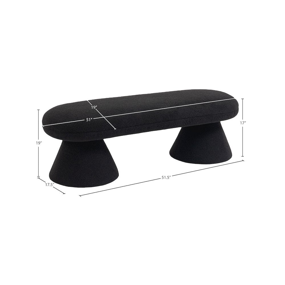 Drum Black Faux Shearling Teddy Fabric Bench