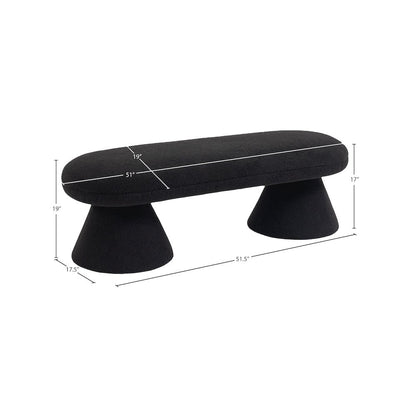 Drum Black Faux Shearling Teddy Fabric Bench