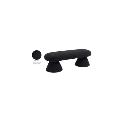 Drum Black Faux Shearling Teddy Fabric Bench
