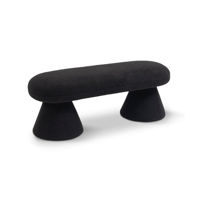 Drum Black Faux Shearling Teddy Fabric Bench