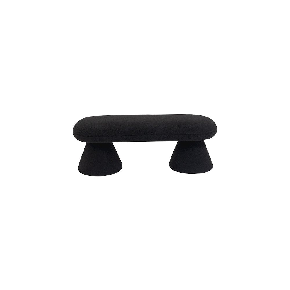 Drum Black Faux Shearling Teddy Fabric Bench
