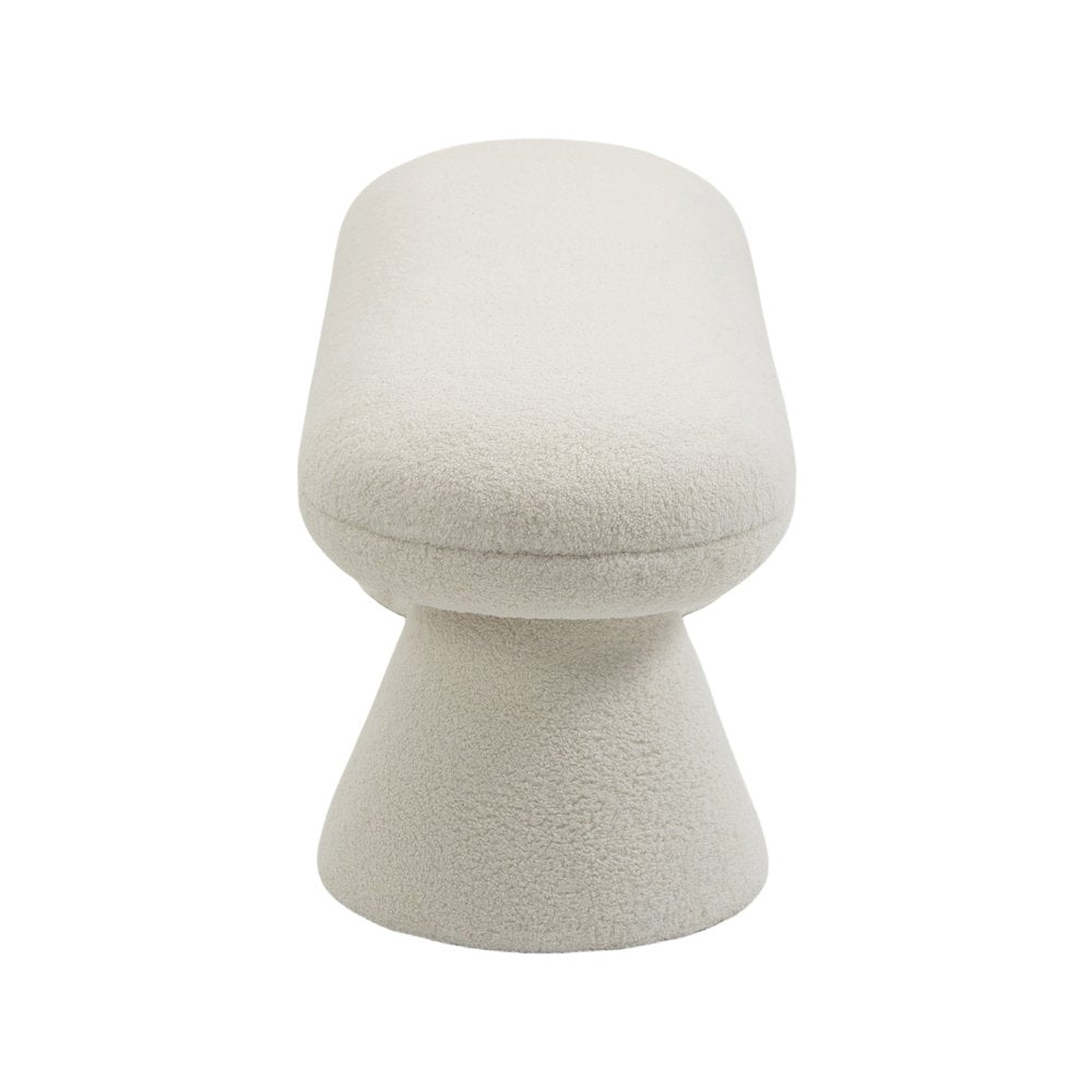 Drum Cream Faux Shearling Teddy Fabric Bench