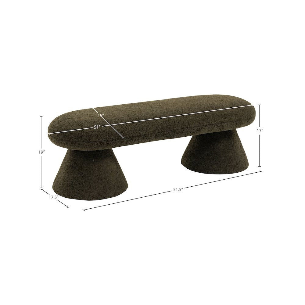 Drum Green Faux Shearling Teddy Fabric Bench