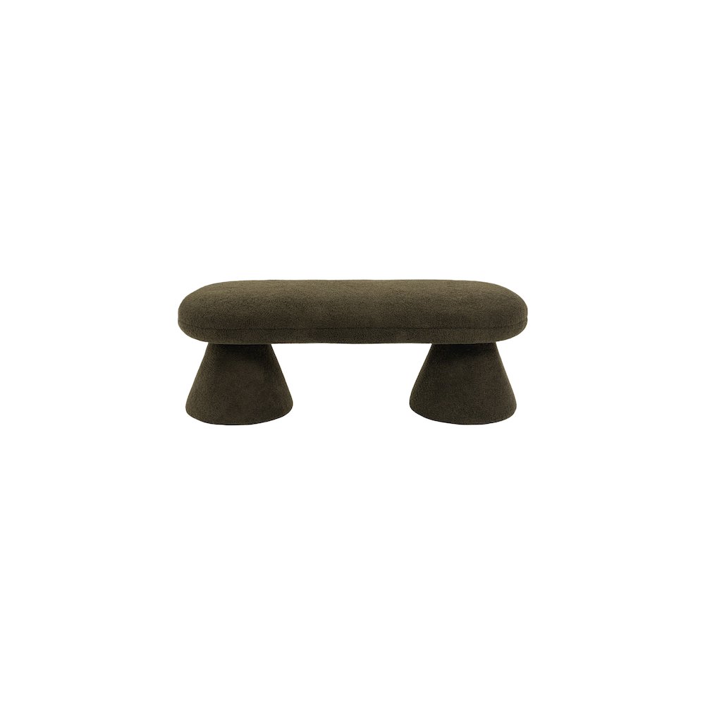 Drum Green Faux Shearling Teddy Fabric Bench