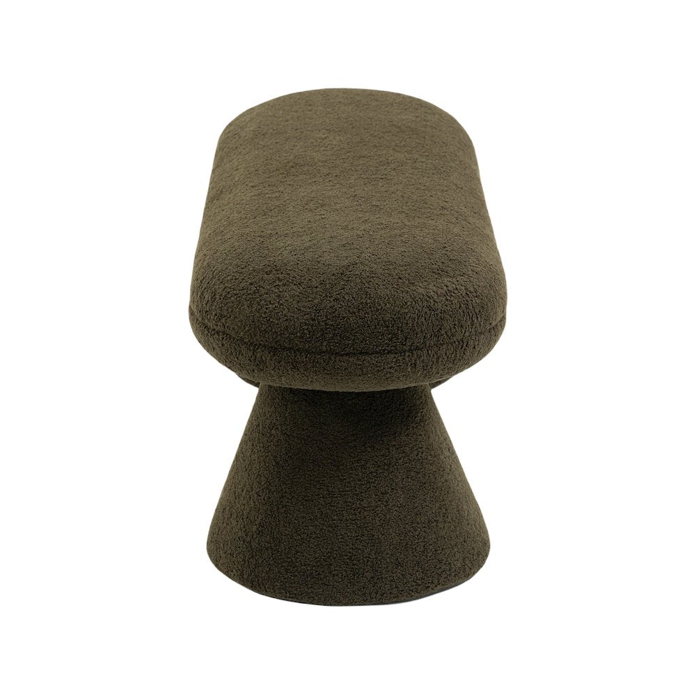 Drum Green Faux Shearling Teddy Fabric Bench