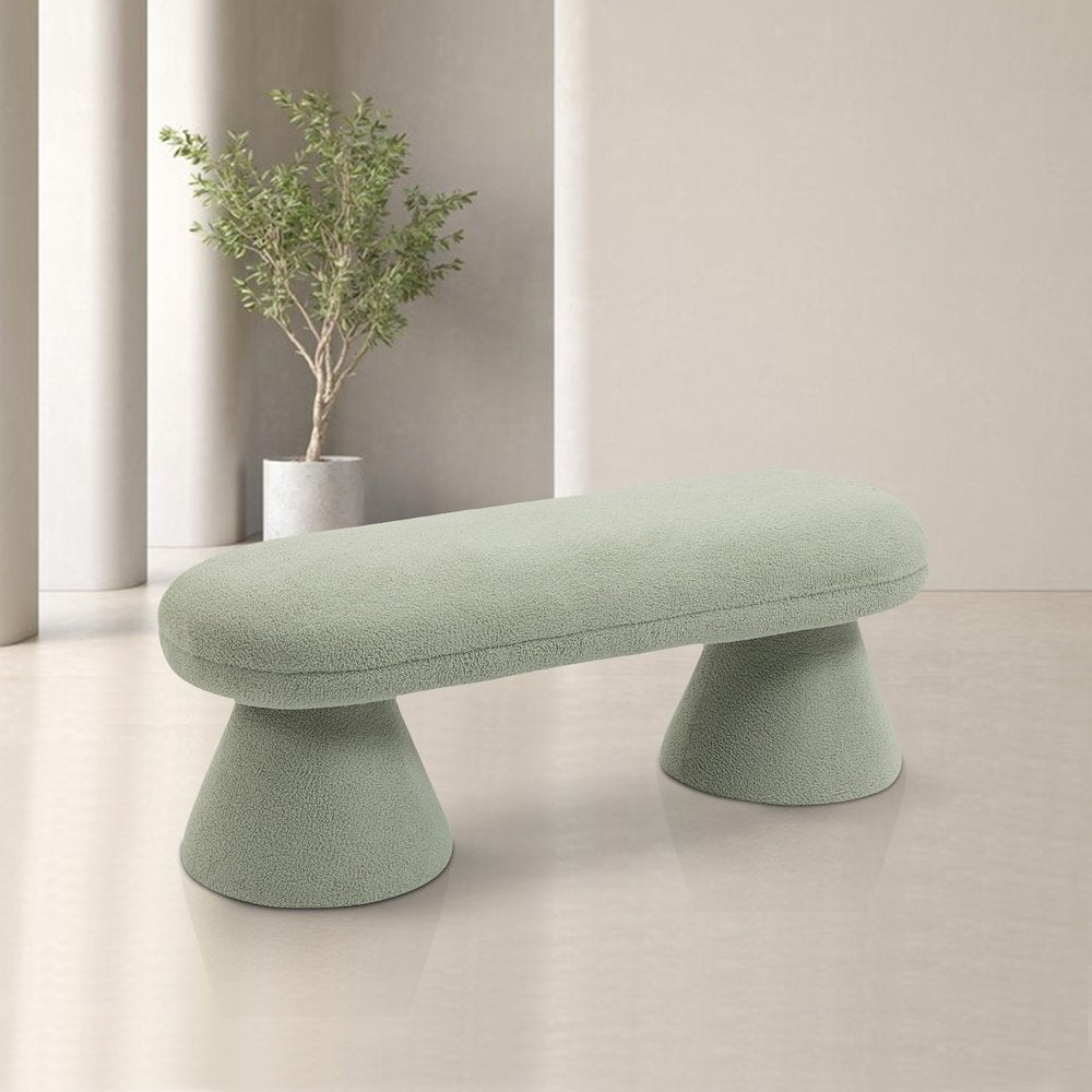 Drum Mint Faux Shearling Teddy Fabric Bench