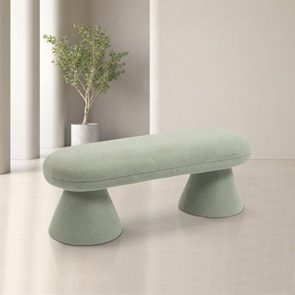 Drum Mint Faux Shearling Teddy Fabric Bench