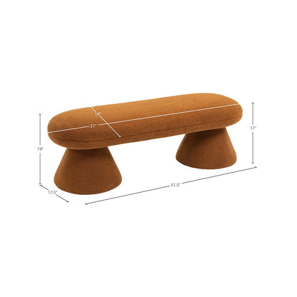Drum Saddle Faux Shearling Teddy Fabric Bench