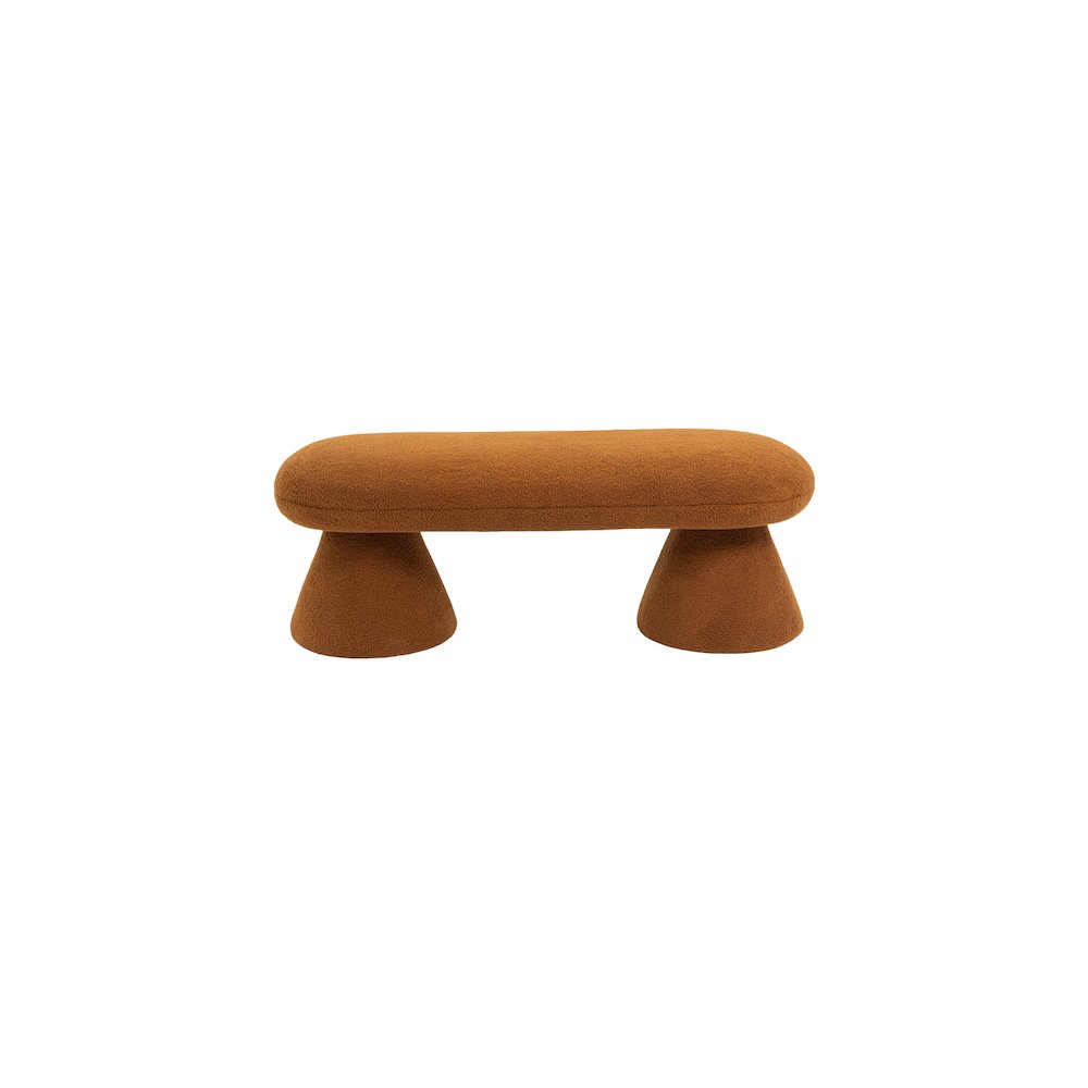 Drum Saddle Faux Shearling Teddy Fabric Bench