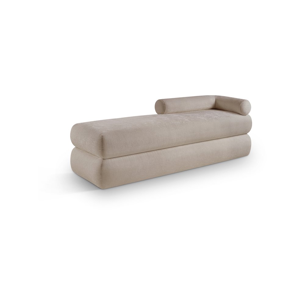 Kennedy Beige Chenille Fabric Bench