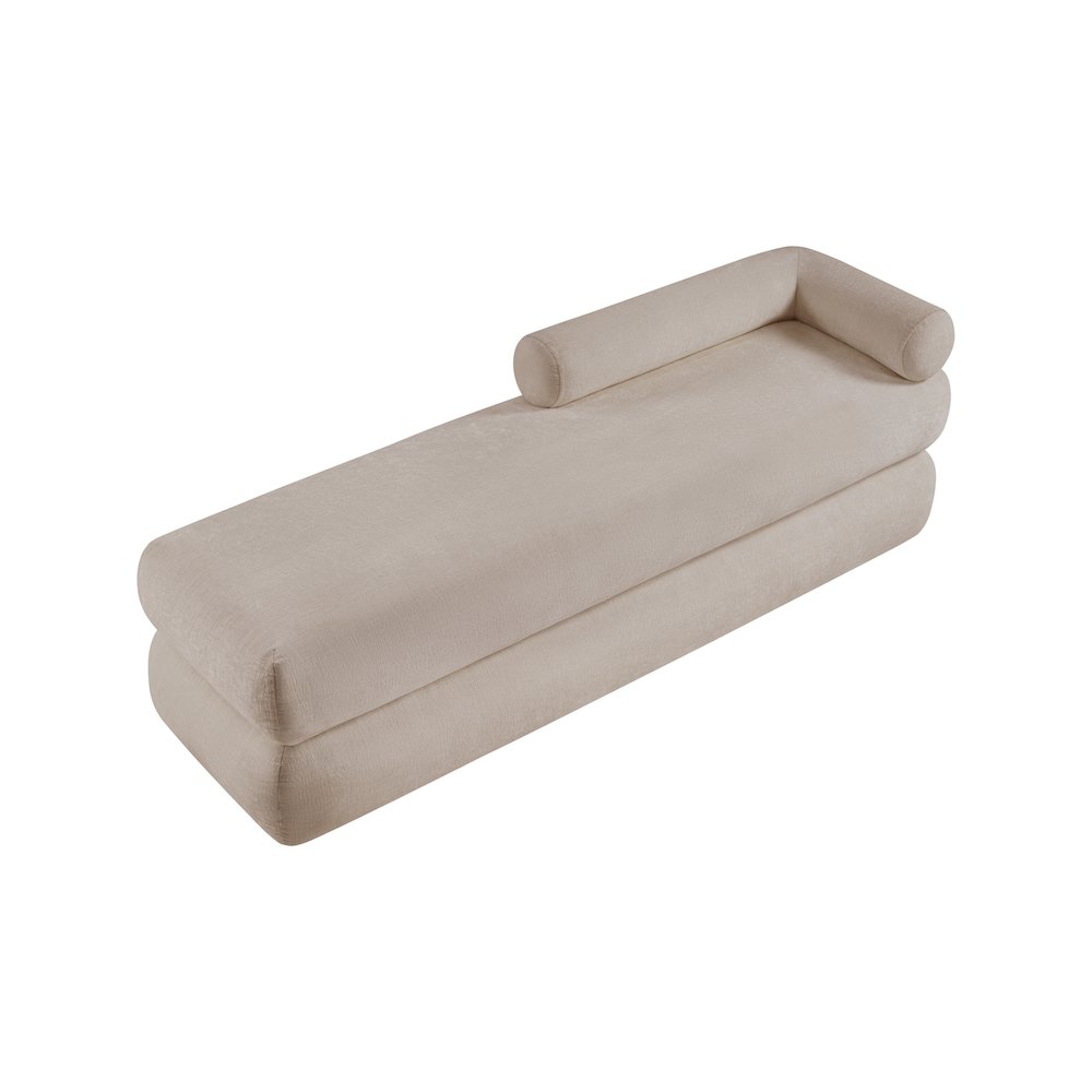 Kennedy Beige Chenille Fabric Bench