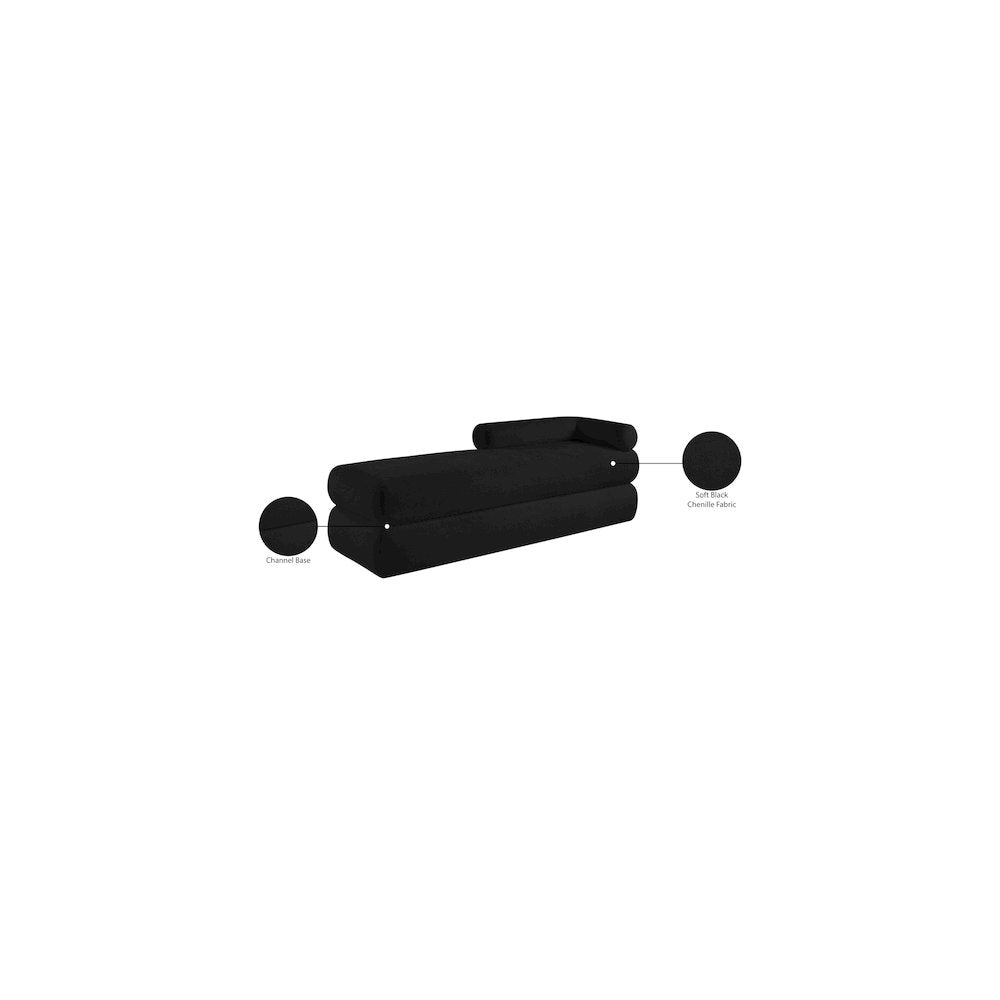 Kennedy Black Chenille Fabric Bench