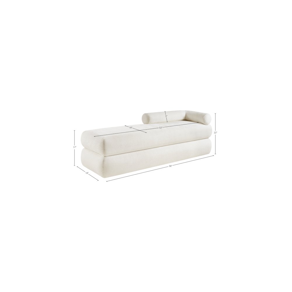 Kennedy Cream Chenille Fabric Bench