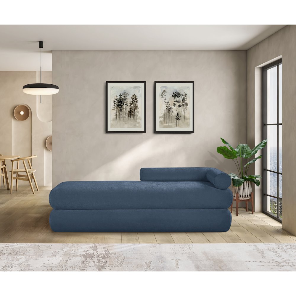 Kennedy Light Blue Chenille Fabric Bench