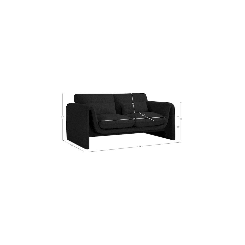 Stylus Black Boucle Fabric Loveseat