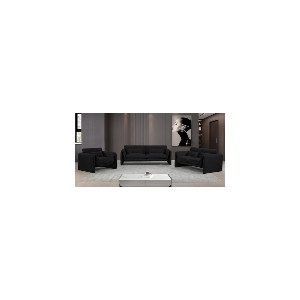 Stylus Black Boucle Fabric Loveseat