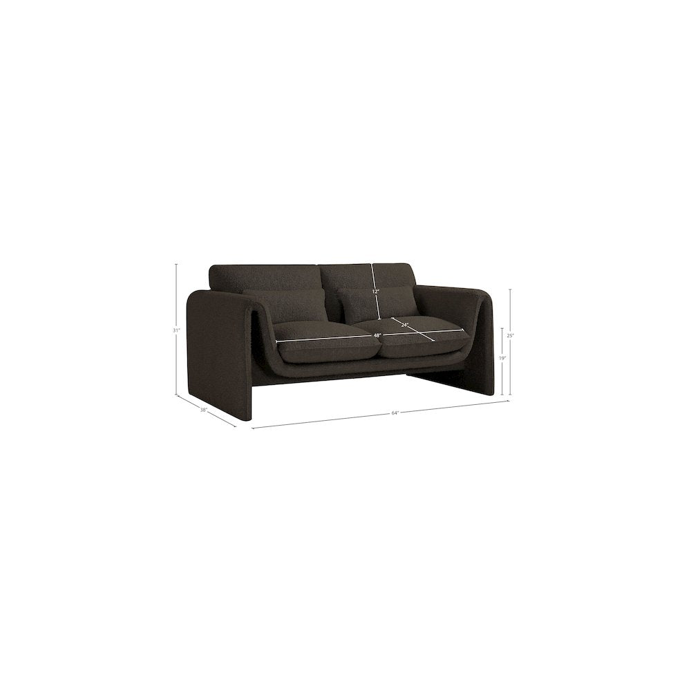 Stylus Brown Boucle Fabric Loveseat