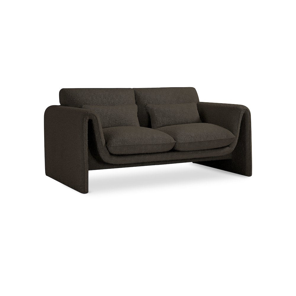 Stylus Brown Boucle Fabric Loveseat