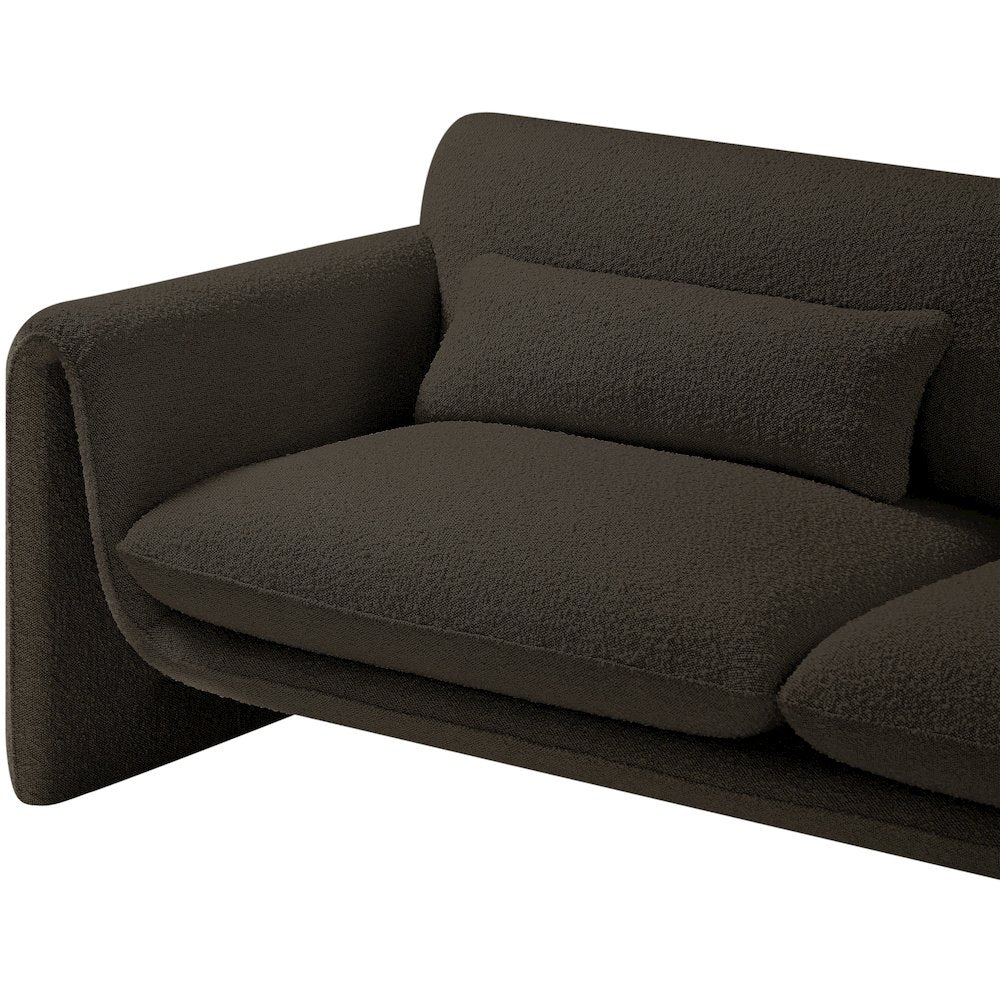 Stylus Brown Boucle Fabric Loveseat