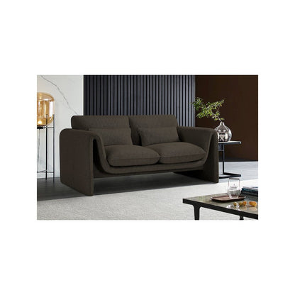 Stylus Brown Boucle Fabric Loveseat