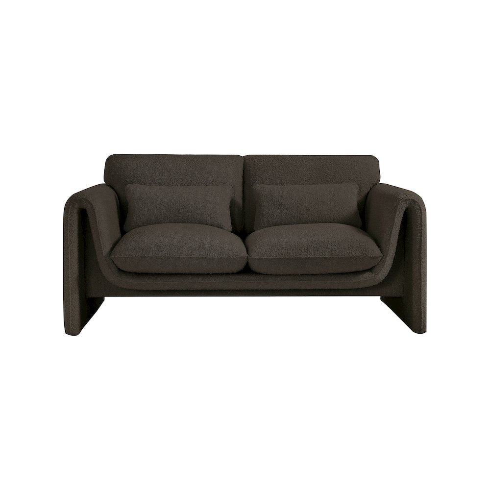 Stylus Brown Boucle Fabric Loveseat