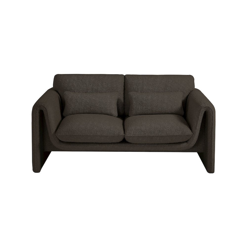 Stylus Brown Boucle Fabric Loveseat