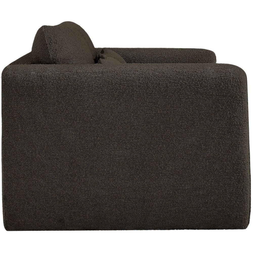 Stylus Brown Boucle Fabric Loveseat