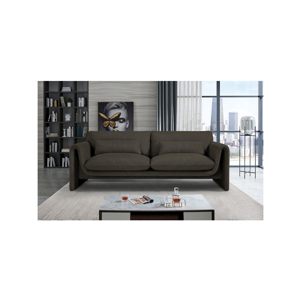 Stylus Brown Boucle Fabric Sofa