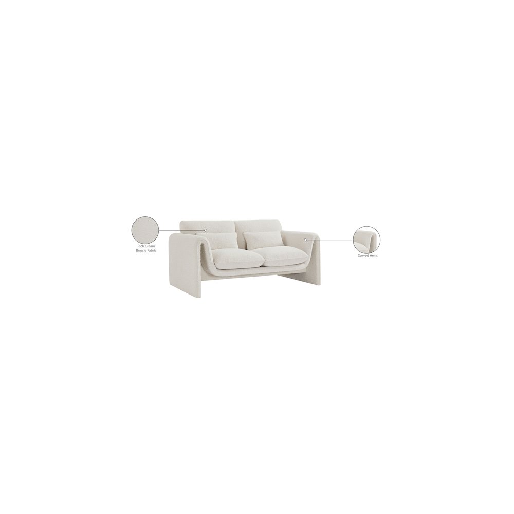 Stylus Cream Boucle Fabric Loveseat
